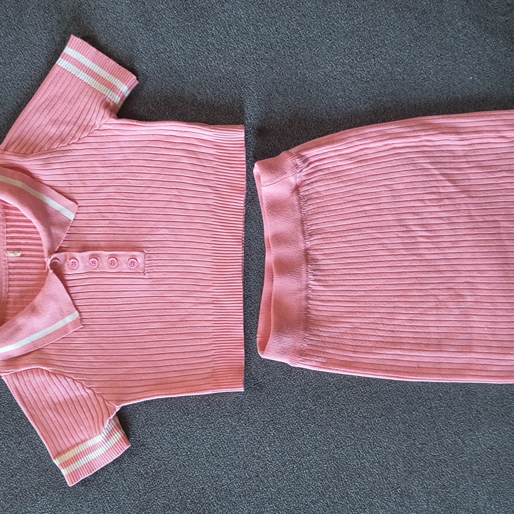 vintage style two piece ribbed casual dress